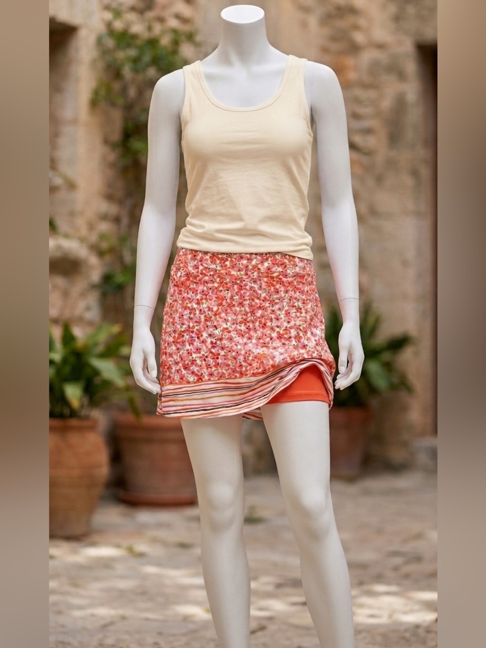 Lady Hagen Orange & Pink Poppy Floral Athletic Skort Size 6